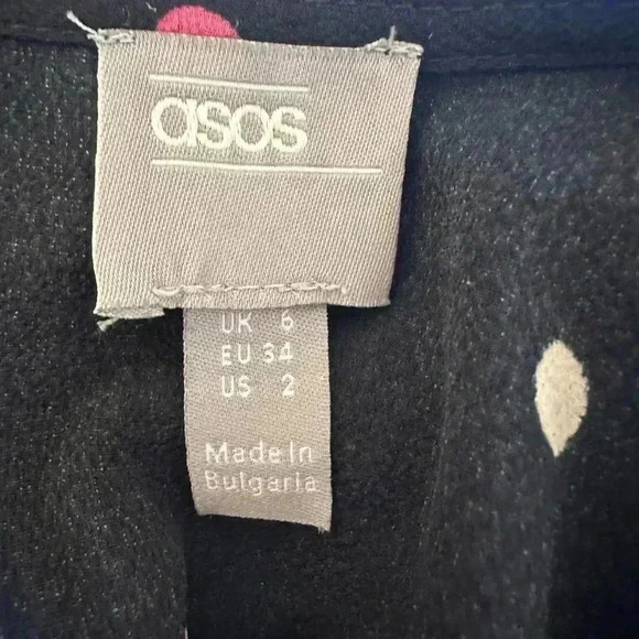 ASOS Black Mini Dress with Color Polka Dots and Bell Sleeves - Picture 5 of 7